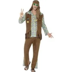 60s Hippie Costume, With Trousers, Top, Waistcoat