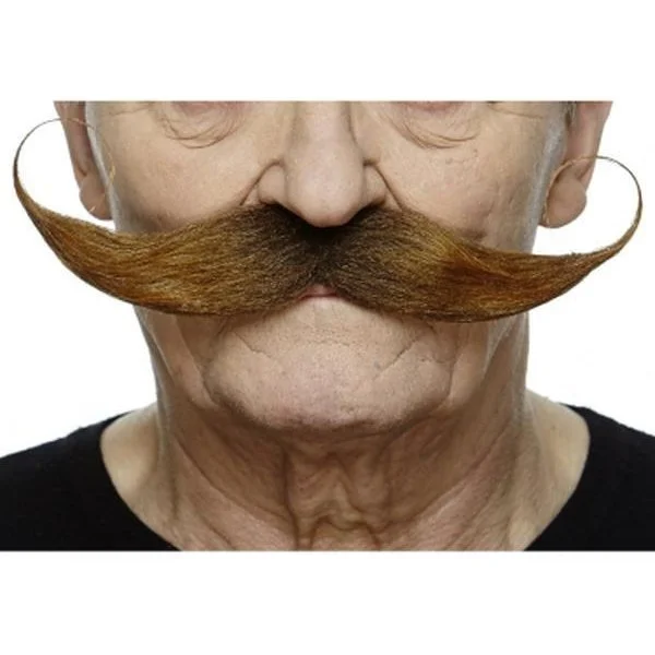 Brown Long Handlebar Moustache 3 Brown Long Handlebar Moustache