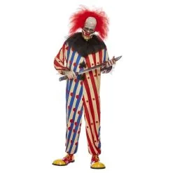 Creepy Clown Costume, Red & Blue, All In One -Contact Lens Shop creepy clown costume red blue all in one 286713