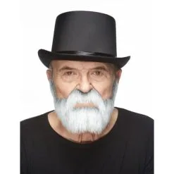 Grey Lincoln Beard And Moustache