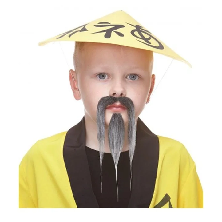 Grey Oriental Beard And Moustache Small 3 Grey Oriental Beard And Moustache Small