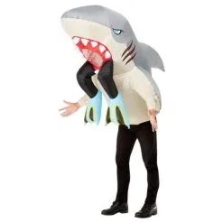 Inflatable Shark & Diver Costume, Grey