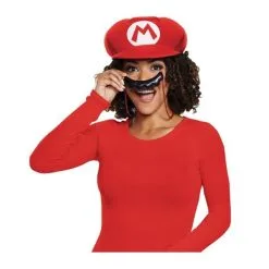 Disguise Costumes Mario Hat And Moustache Necklace Adult
