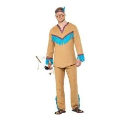 Native American Inspired Warrior Costume, Blue & Brown