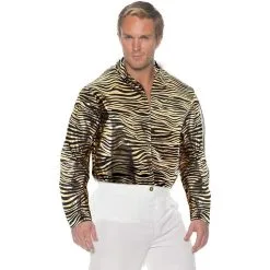 Underwraps Tiger Disco Mens Shirt Gold