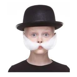 White Extra Long Pointy Handlebar Moustache Small