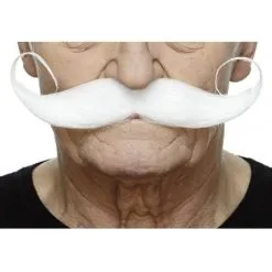 White Long Handlebar Moustache